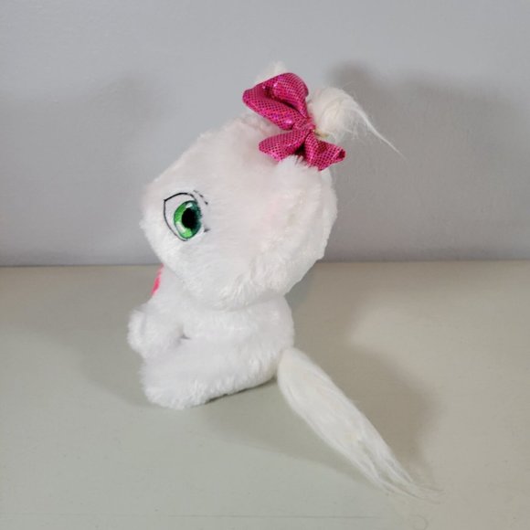 Kidz Delight White Princess Cat Plush with Star Necklace and Bow 8" Tall - Picture 2 of 5